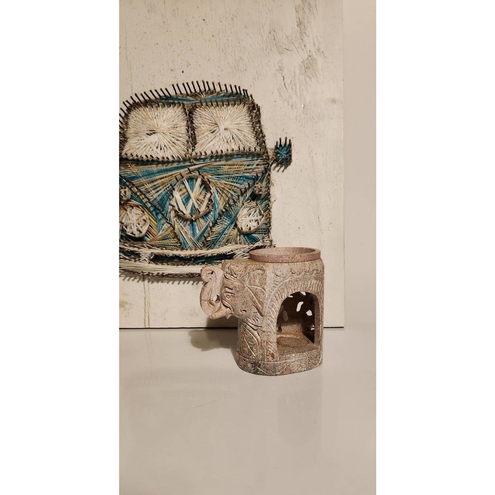 Elephant wax melt candle holder oil burner solid stone bohemian boho carved - Picture 3 of 12